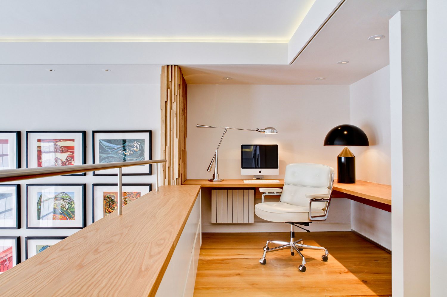 Design For Living by Daniel Hopwood – home office with built in desk. Mayfair interiors