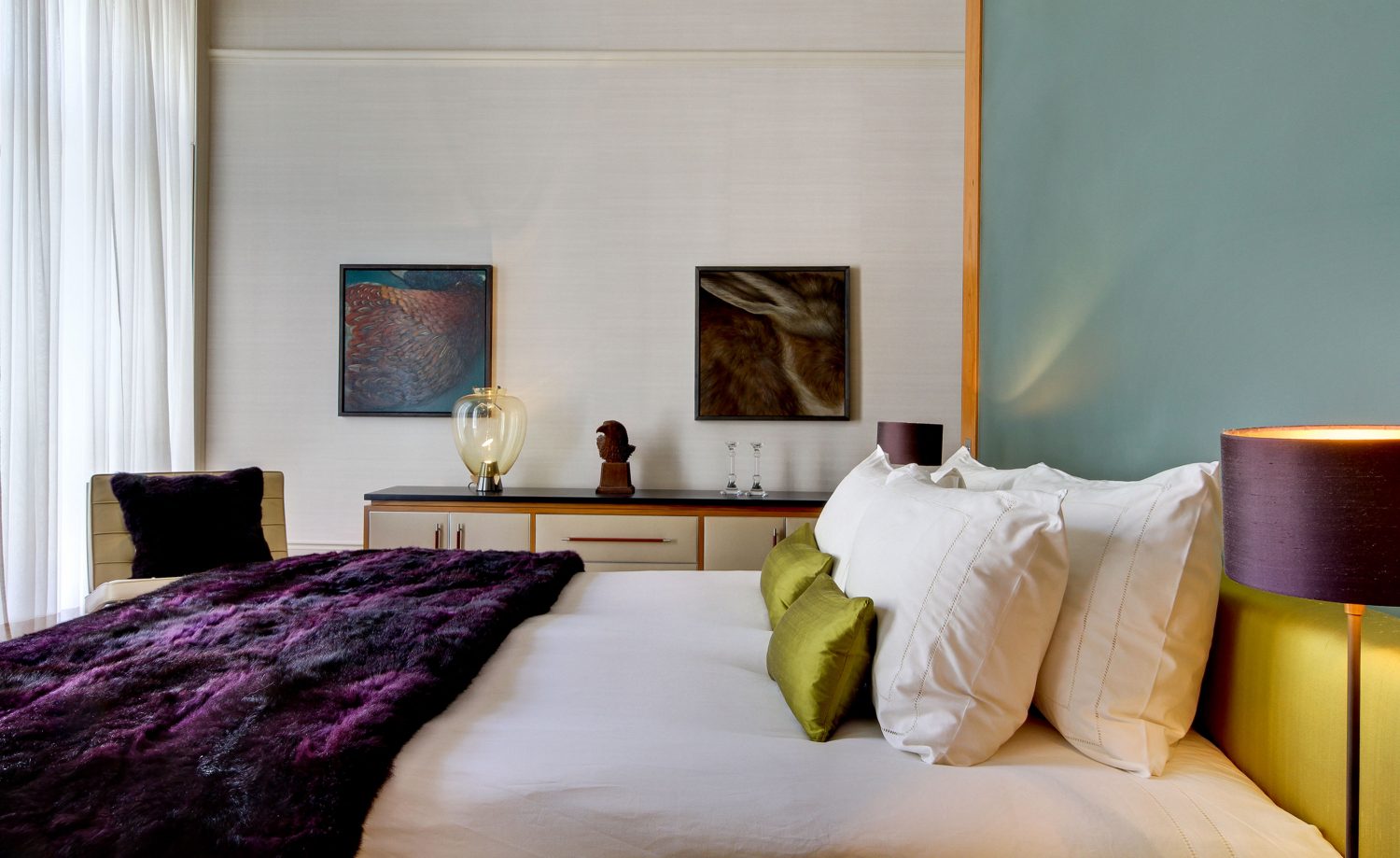 Two Grand Drawing Rooms by Daniel Hopwood - bedroom. Kensington interior design