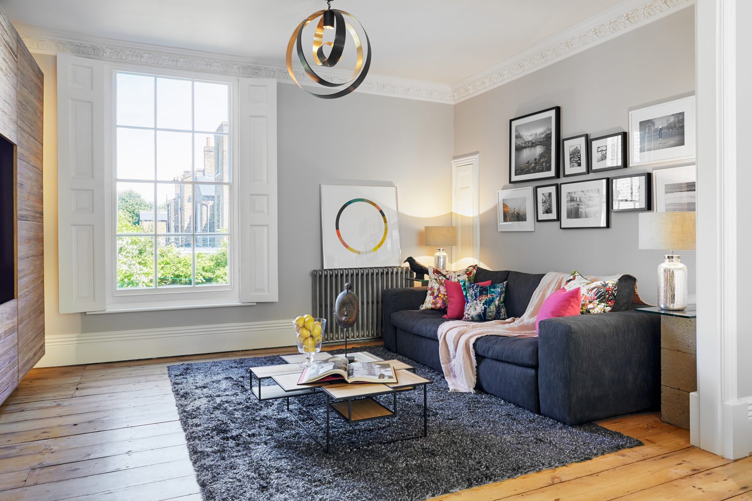 Happy House by Daniel Hopwood – light grey living room. Eclectic design