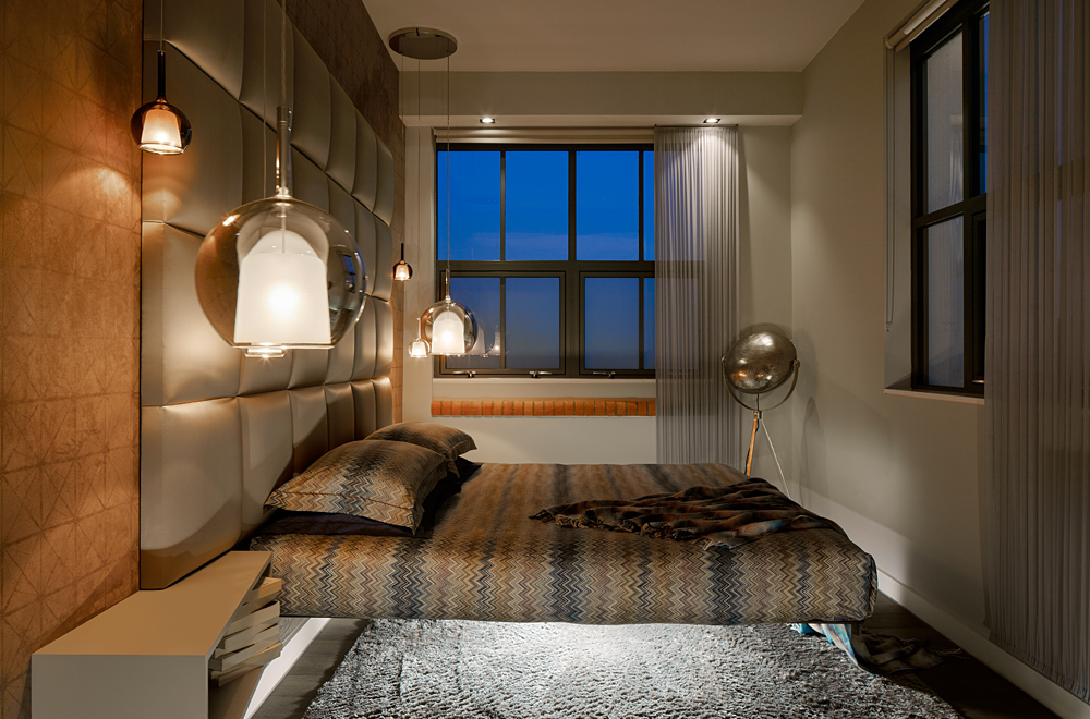 Inside the bachelor’s bedroom – floating bed and bedside lighting – masculine bedroom ideas