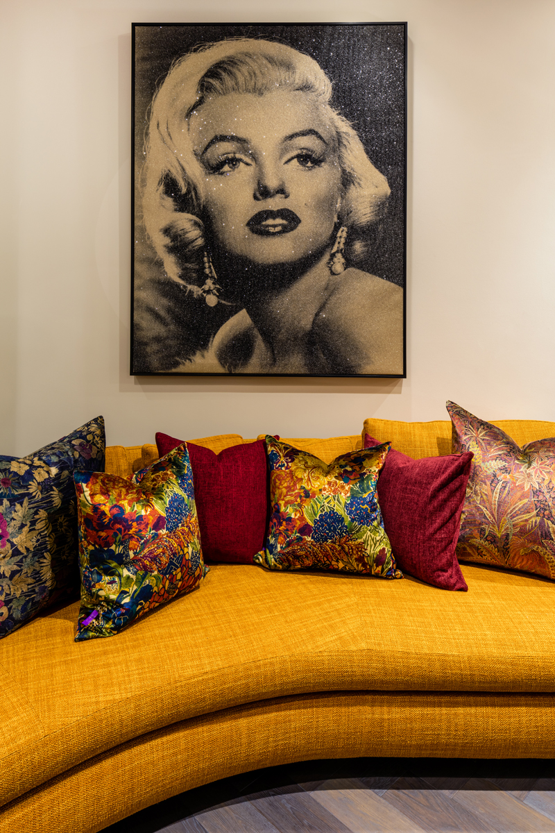 The Sound of Silence - Celebrity interiors. Daniel Hopwood, interior designer London. Marilyn Monroe and yellow sofas
