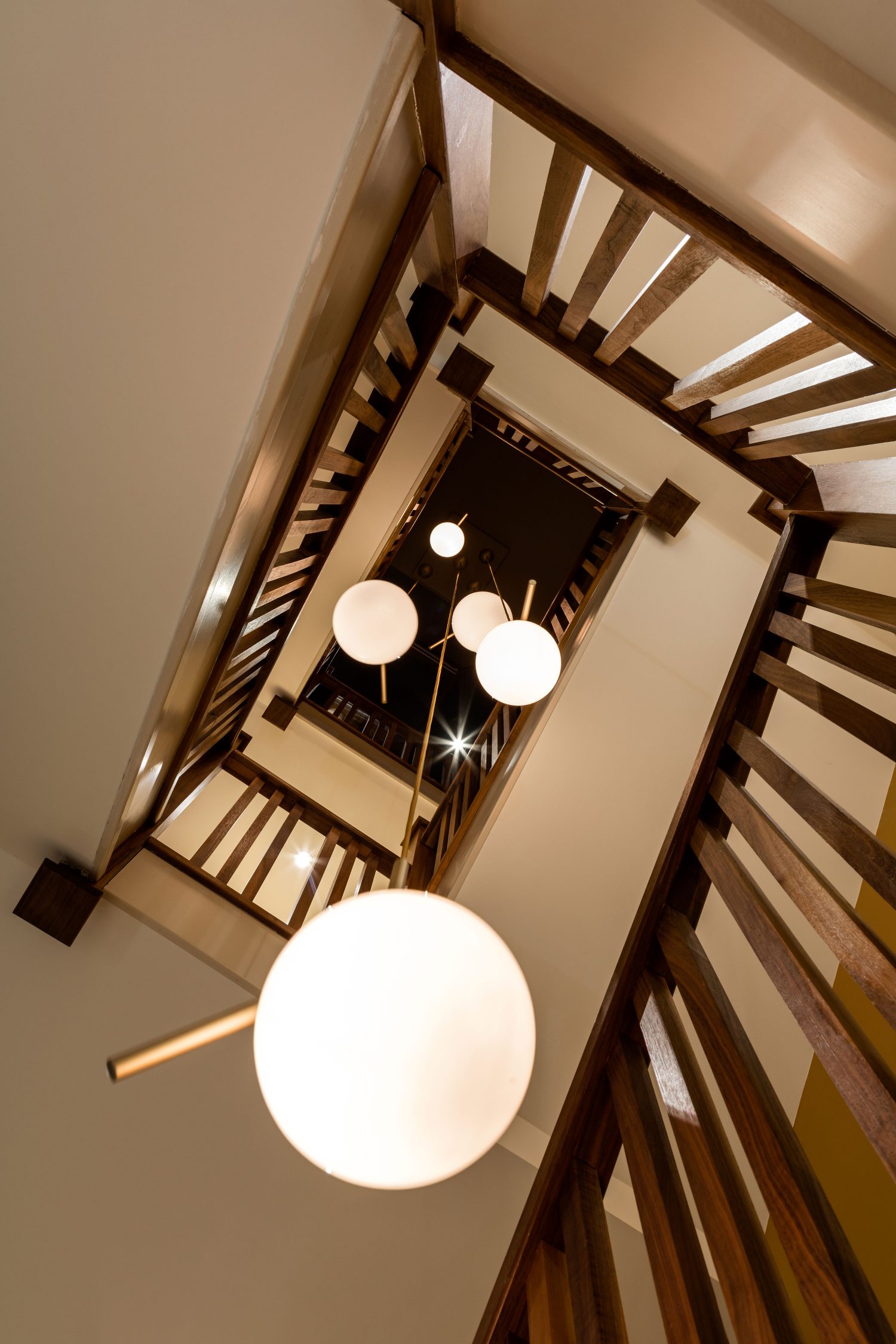 Mellow Yellow Islington interior design project, Daniel Hopwood. Winding staircase