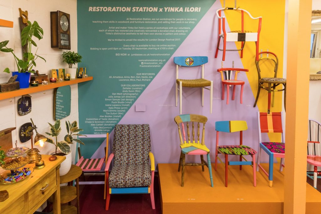 London interior designer Daniel Hopwood discusses Restoration Station, Shoreditch. Colourful display